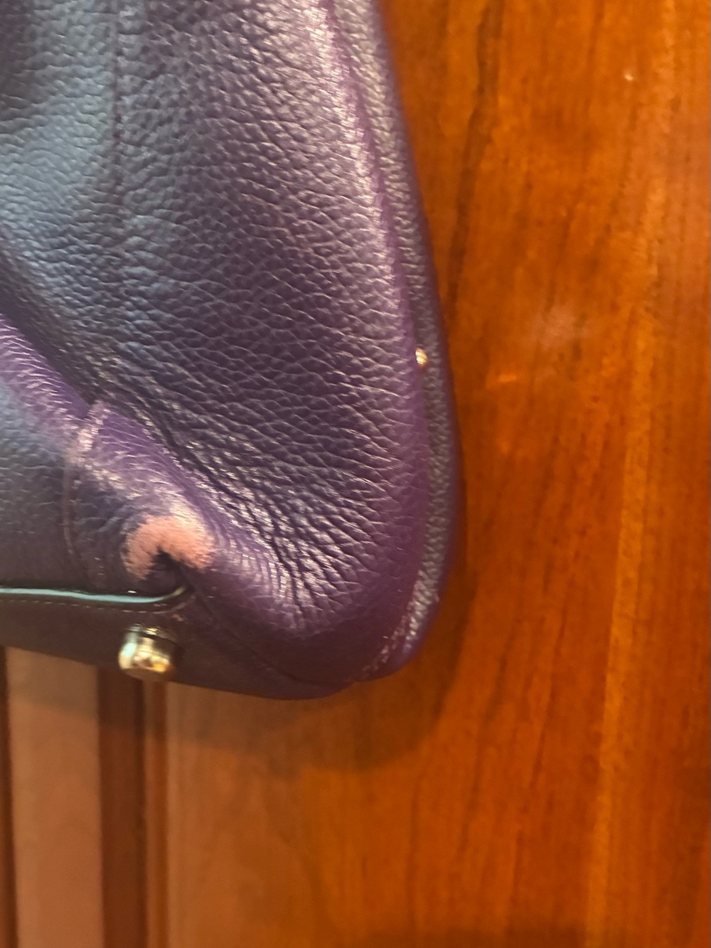 Purple Coach Edie pebbled leather shoulder handbag - Picture 6 of 14